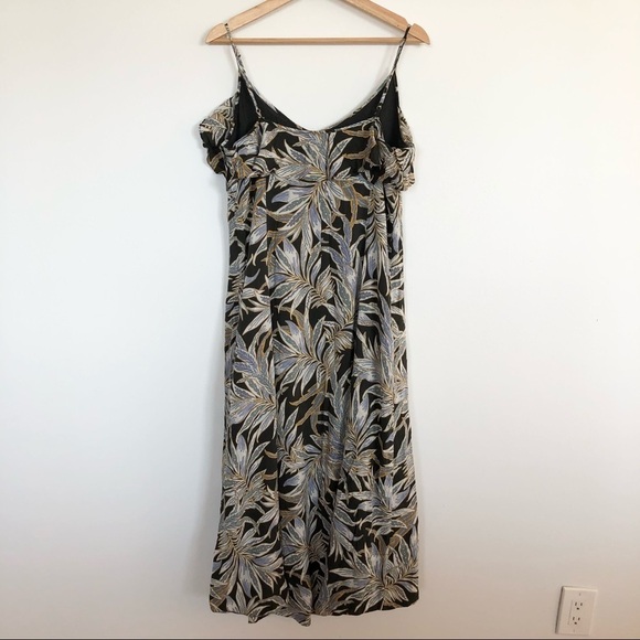 Witchery tropical botanical earth print high low hem viscose midi dress - Picture 6 of 9